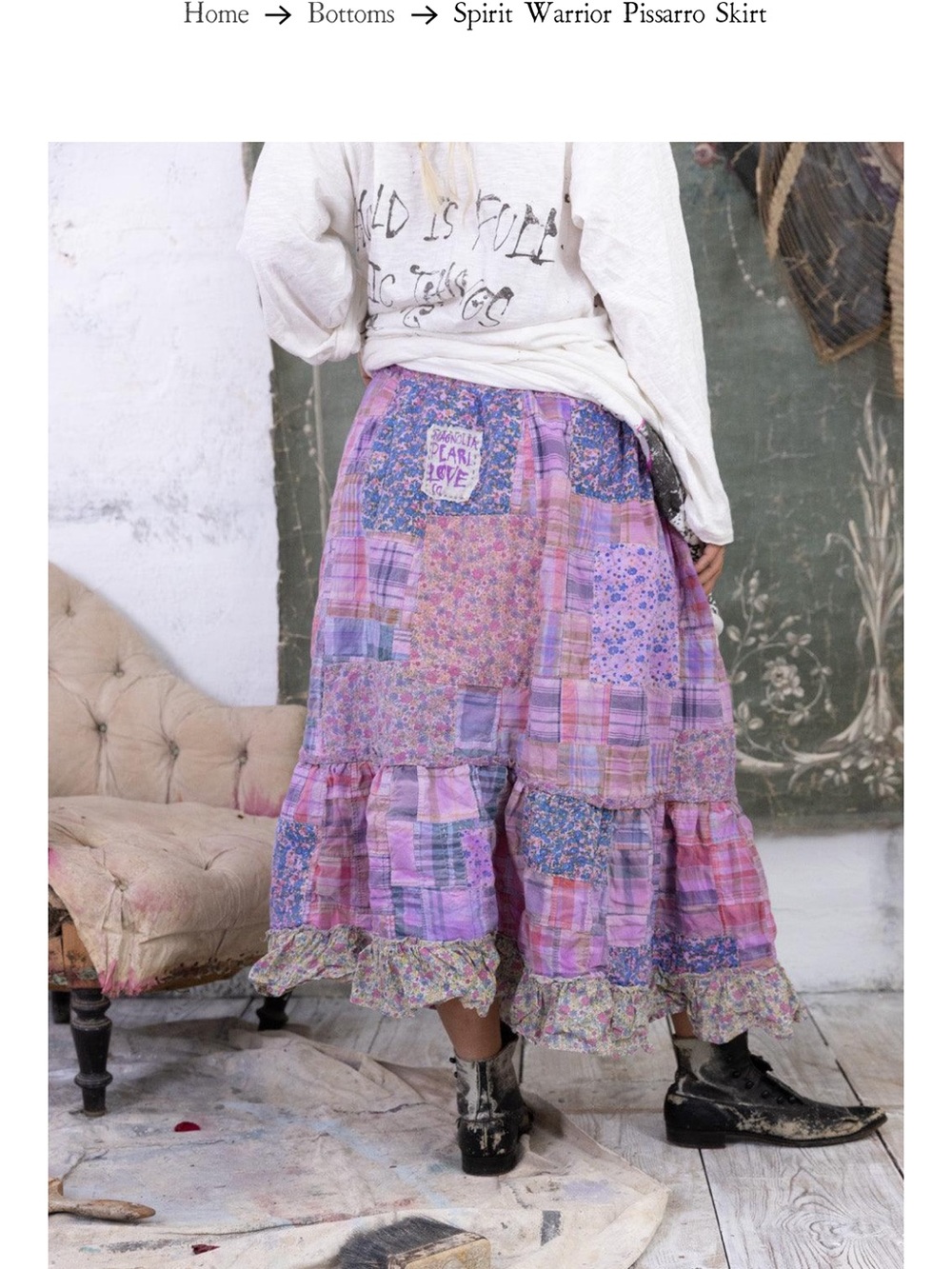 Magnolia Pearl Love Lavender & Pink Patchwork Spirit Warrior Skirt - Picture 3 of 10